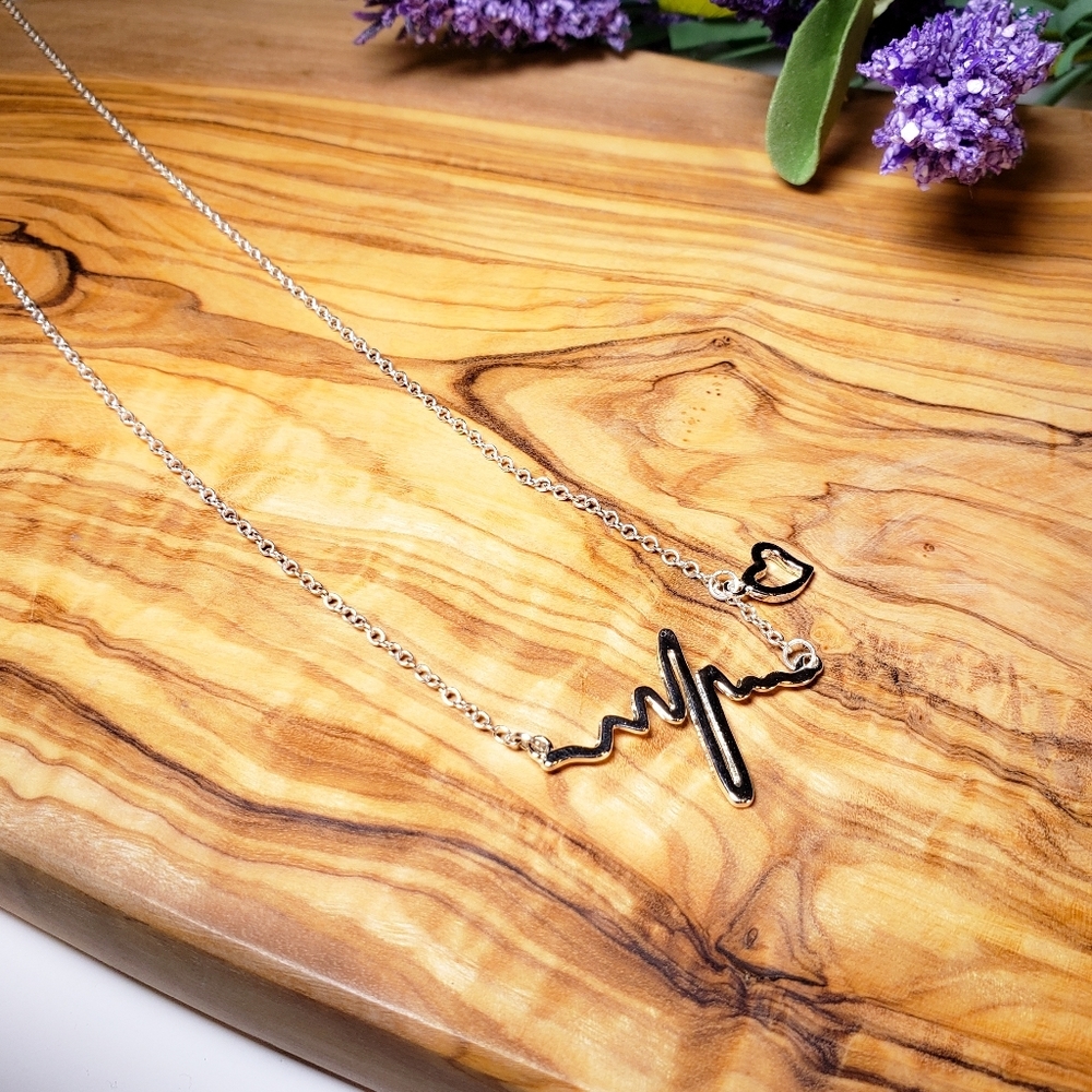 Heartbeat Necklace with Heart Charm